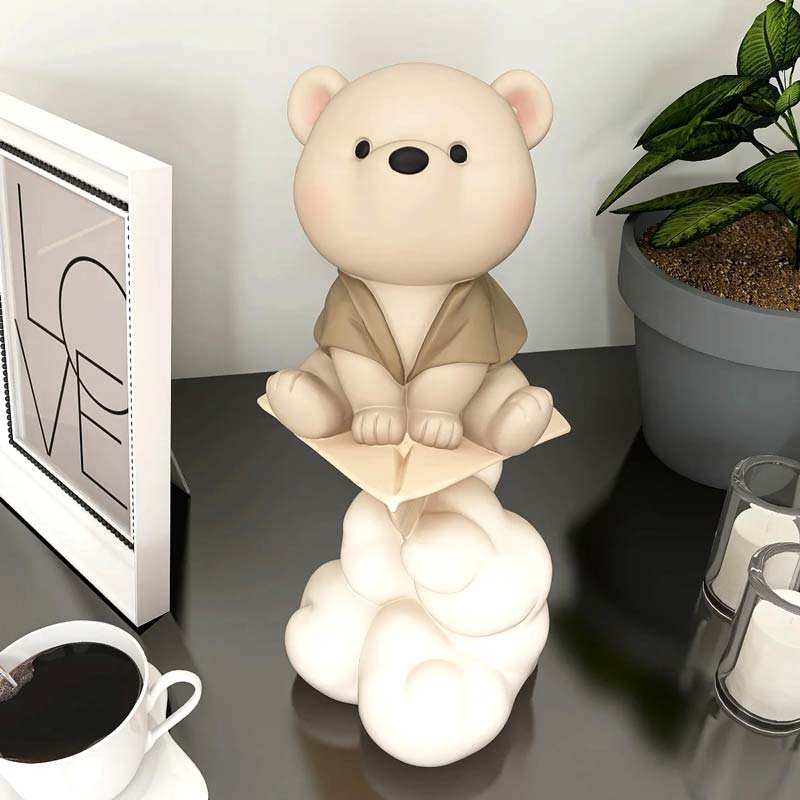 Teddy Bear Paper Plane Beige Decorative Sculpture — Decorative Sculpture (view 5)