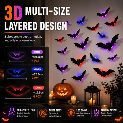 3D LED Bat Stickers — Turn Your Walls Into a Haunted Masterpiece 👻
