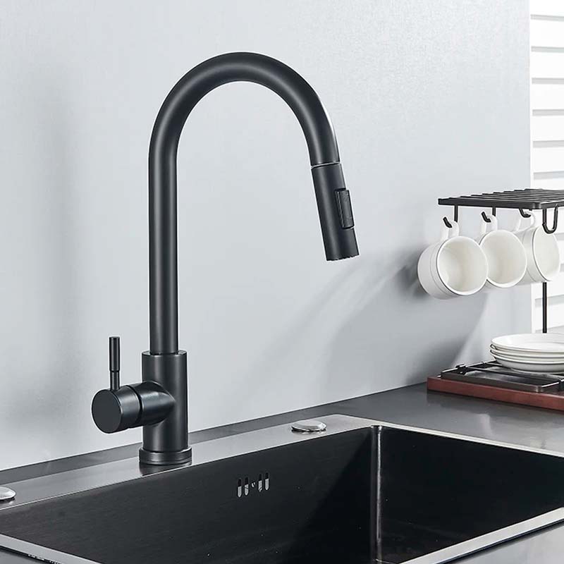 Gourmet Kitchen Faucet – Slim Black Fosco — Kitchen Faucet (view 4)