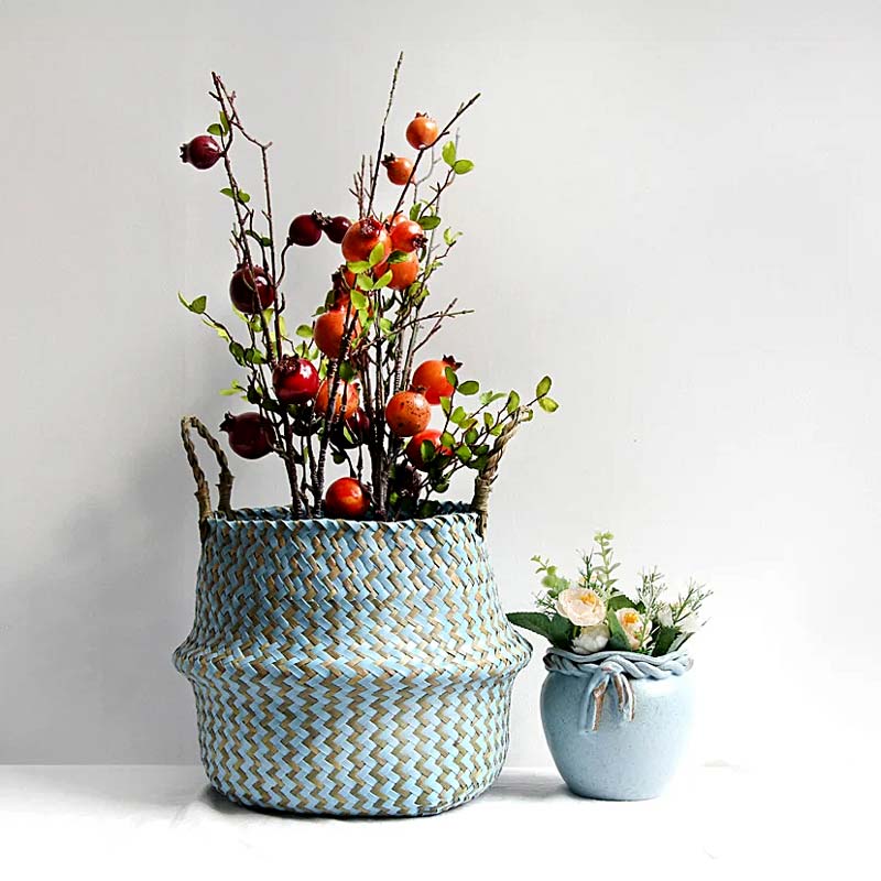 Boho Woven Basket Set – Blue — Woven Basket (view 4)
