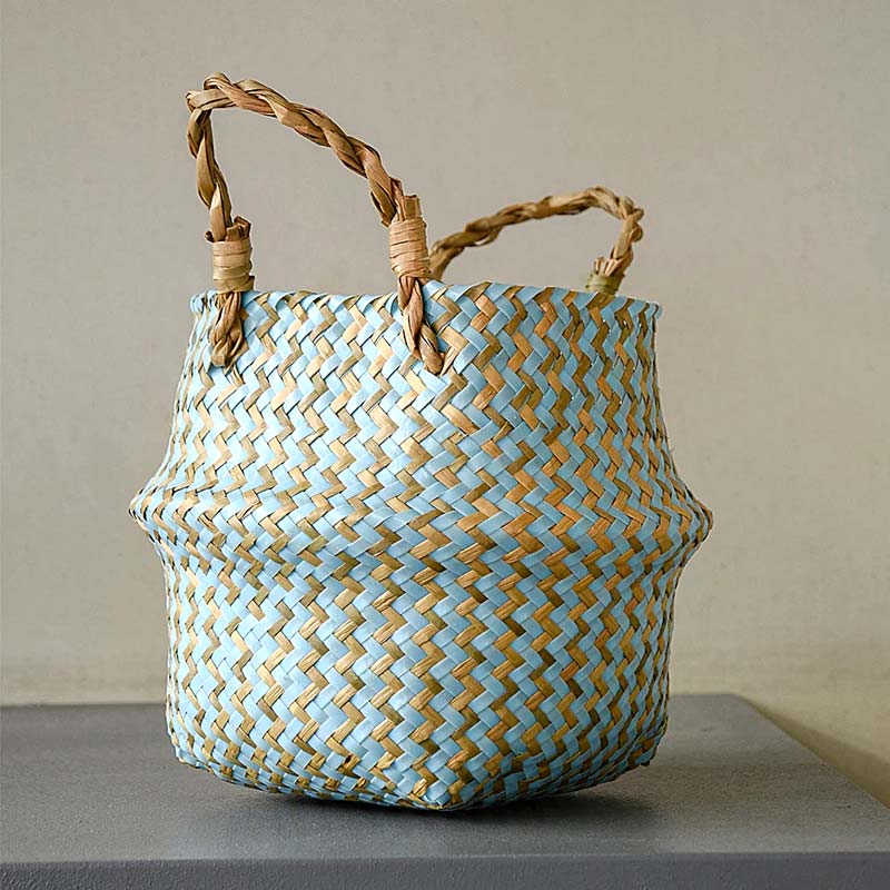 Boho Woven Basket Set – Blue — Woven Basket (view 3)