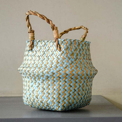 Boho Woven Basket Set – Blue — Woven Basket (view 3)