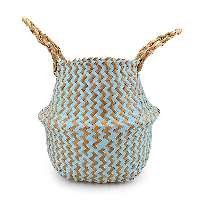 Boho Woven Basket Set – Blue — Woven Basket (view 2)