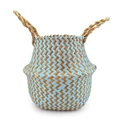 Boho Woven Basket Set – Blue — Woven Basket (view 2)