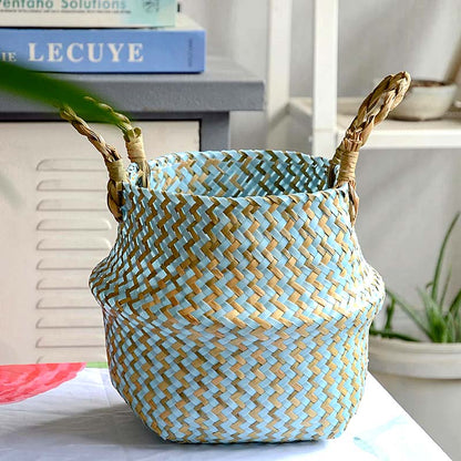 Boho Woven Basket Set – Blue — Woven Basket