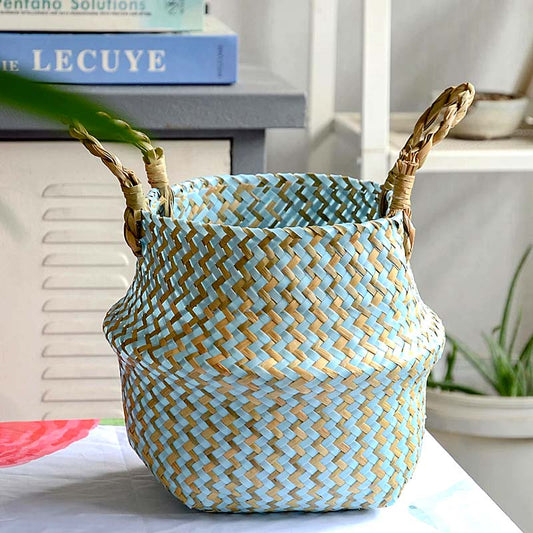 Boho Woven Basket Set – Blue — Woven Basket