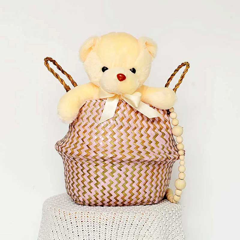 Boho Woven Basket Set – Pink — Woven Basket (view 4)