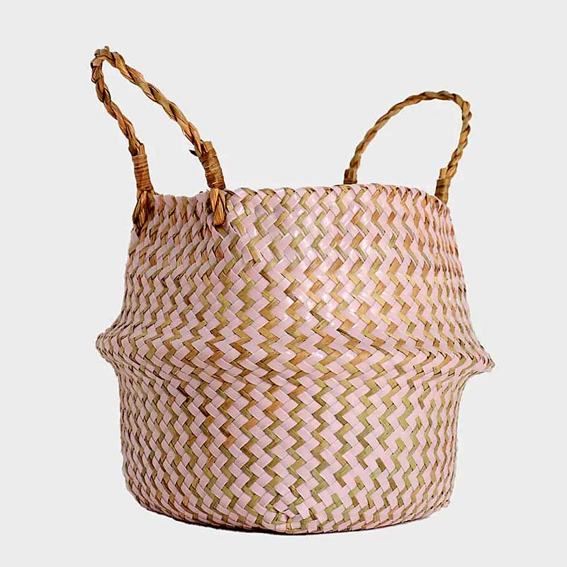 Boho Woven Basket Set – Pink — Woven Basket (view 8)