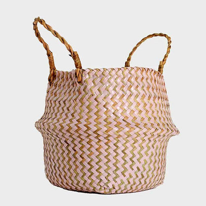 Boho Woven Basket Set – Pink — Woven Basket (view 8)