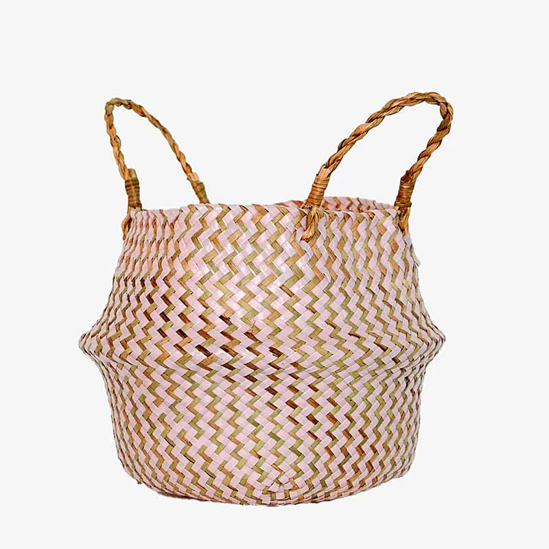 Boho Woven Basket Set – Pink — Woven Basket (view 9)