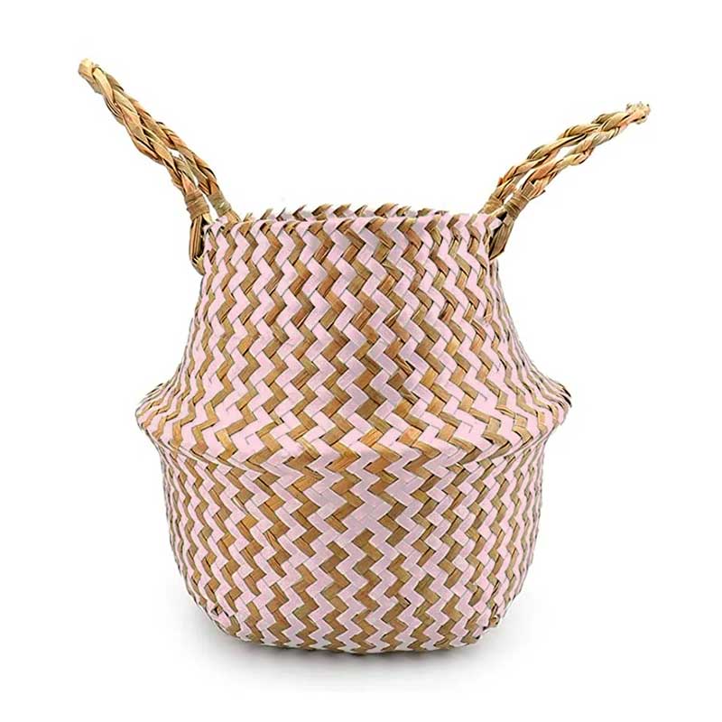 Boho Woven Basket Set – Pink — Woven Basket (view 2)