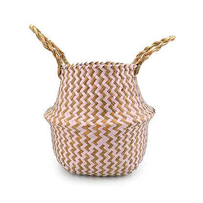 Boho Woven Basket Set – Pink — Woven Basket (view 7)