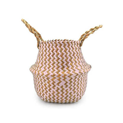 Boho Woven Basket Set – Pink — Woven Basket (view 6)