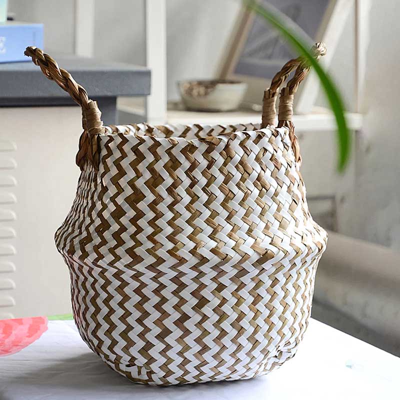 Boho Woven Basket Set – White — Woven Basket (view 6)