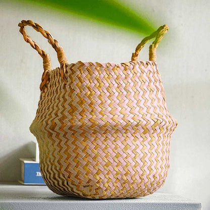 Boho Woven Basket Set – Pink — Woven Basket
