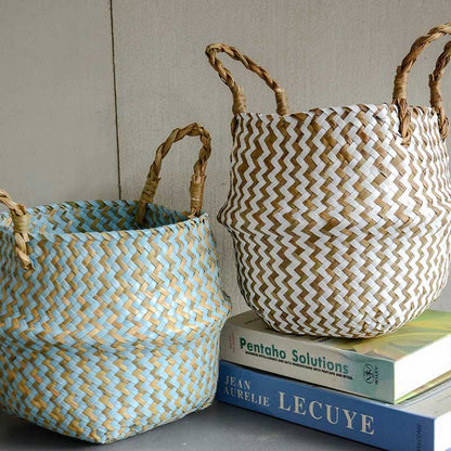 Boho Woven Basket Set – Blue — Woven Basket (view 10)