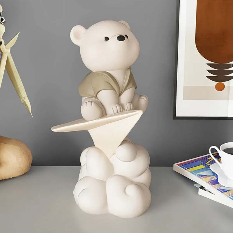 Teddy Bear Paper Plane Beige Decorative Sculpture — Decorative Sculpture (view 4)