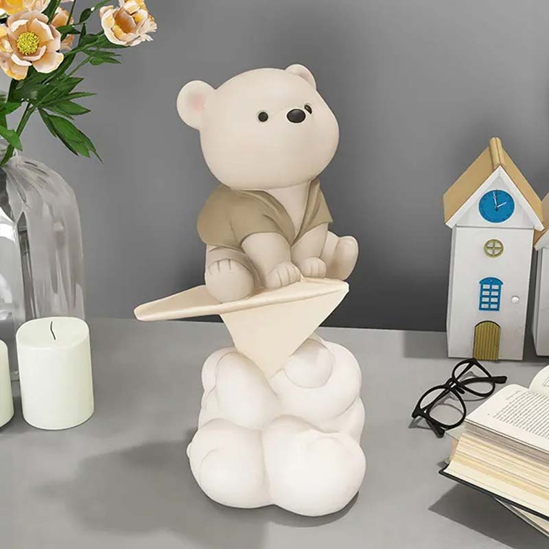 Teddy Bear Paper Plane Beige Decorative Sculpture — Decorative Sculpture (view 3)
