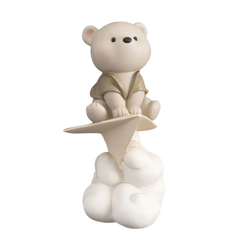 Teddy Bear Paper Plane Beige Decorative Sculpture — Decorative Sculpture (view 2)