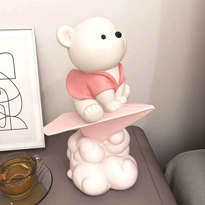 Teddy Bear Paper Plane Pink Decorative Sculpture — Decorative Sculpture (view 3)