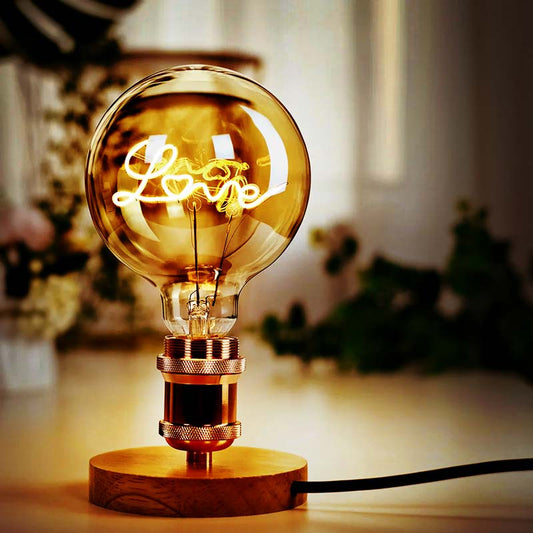 Vintage Bulb Love Table Lamp — Table Lamp