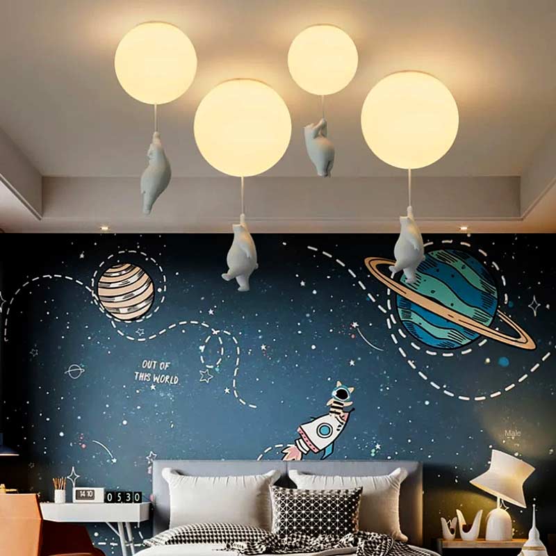 Teddy Bear Moon Ceiling Chandelier — Ceiling Light (view 6)