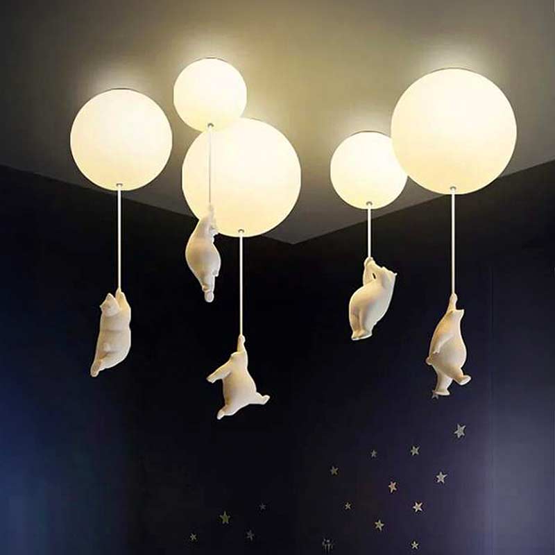 Teddy Bear Moon Ceiling Chandelier — Ceiling Light (view 4)