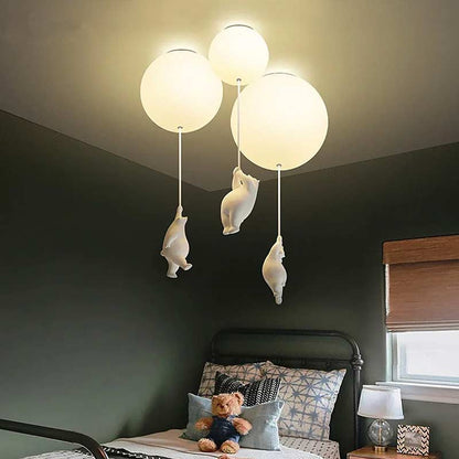 Teddy Bear Moon Ceiling Chandelier — Ceiling Light (view 2)