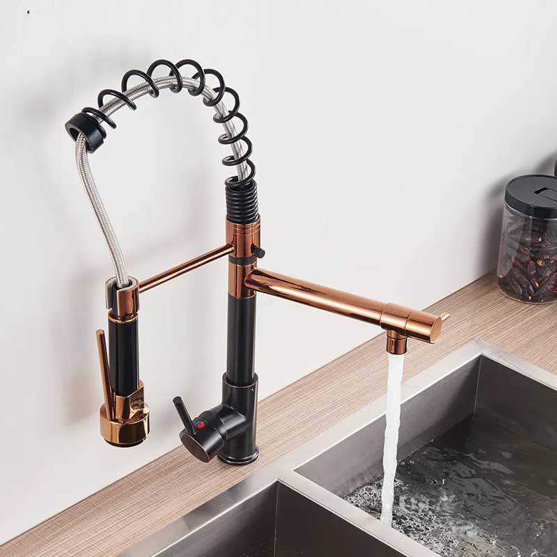 Gourmet Kitchen Faucet – Premium Black Rosé Gold — Kitchen Faucet (view 3)