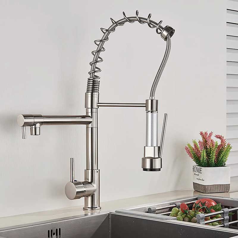 Gourmet Kitchen Faucet – Premium Brushed Nickel — Kitchen Faucet (view 2)