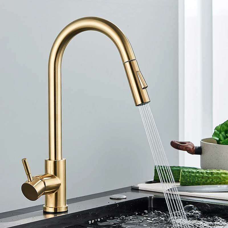 Gourmet Kitchen Faucet – Slim Gold Escovado — Kitchen Faucet (view 3)