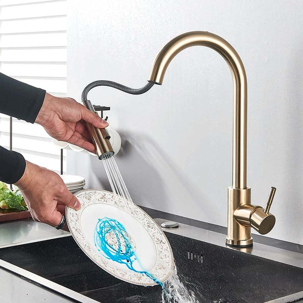Gourmet Kitchen Faucet – Slim Gold Escovado — Kitchen Faucet (view 8)