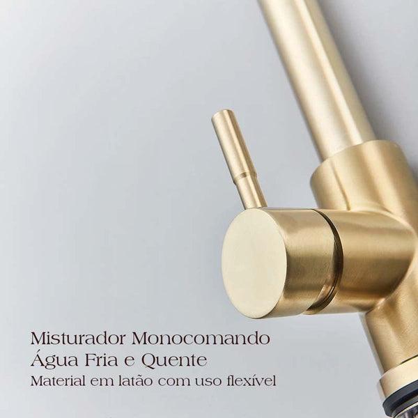 Gourmet Kitchen Faucet – Slim Gold Escovado — Kitchen Faucet (view 10)