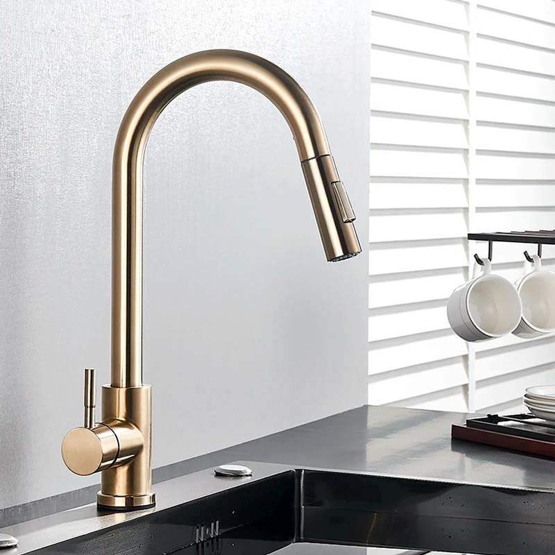 Gourmet Kitchen Faucet – Slim Gold Escovado — Kitchen Faucet (view 5)