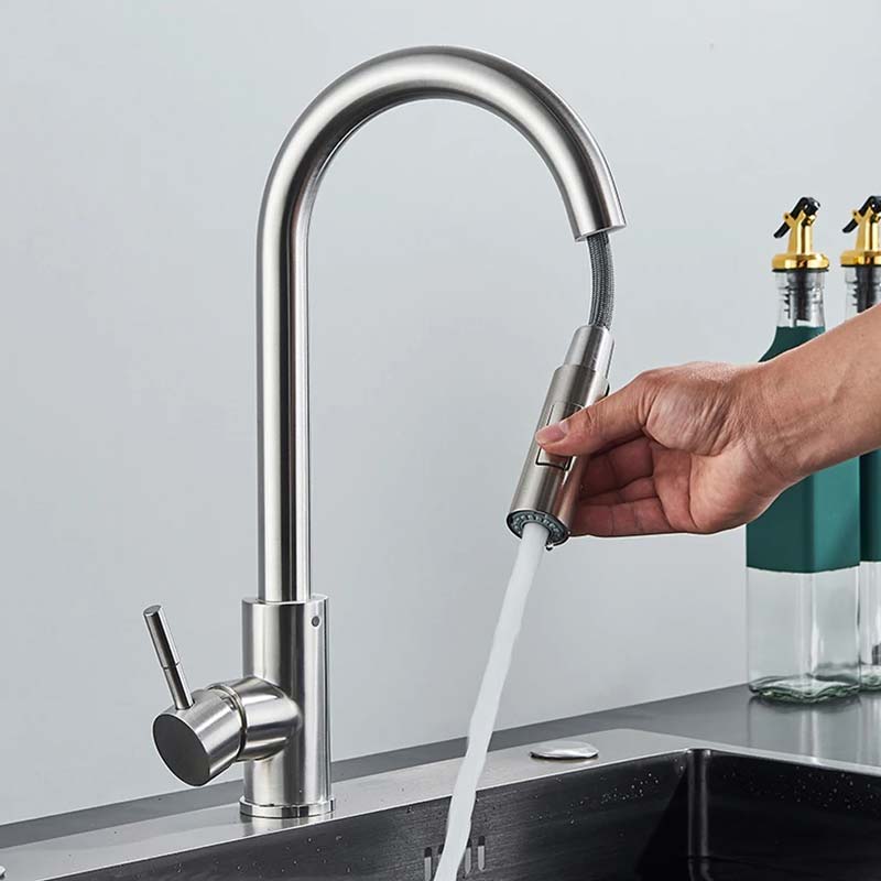 Gourmet Kitchen Faucet – Slim Brushed Nickel — Kitchen Faucet (view 2)