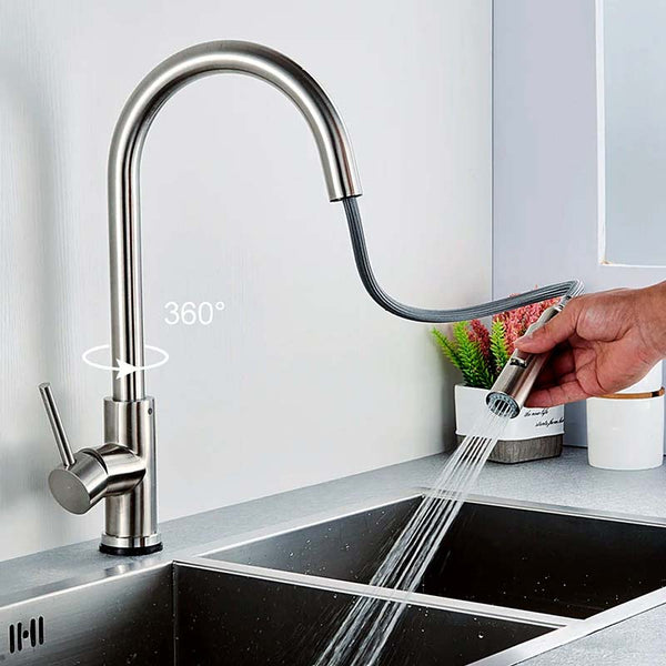 Gourmet Kitchen Faucet – Slim Brushed Nickel — Kitchen Faucet (view 7)