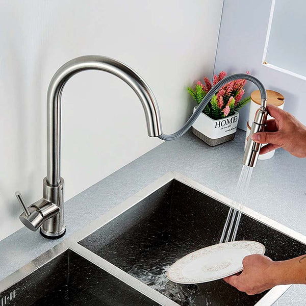 Gourmet Kitchen Faucet – Slim Brushed Nickel — Kitchen Faucet (view 4)