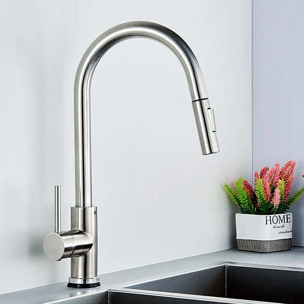 Gourmet Kitchen Faucet – Slim Brushed Nickel — Kitchen Faucet (view 5)