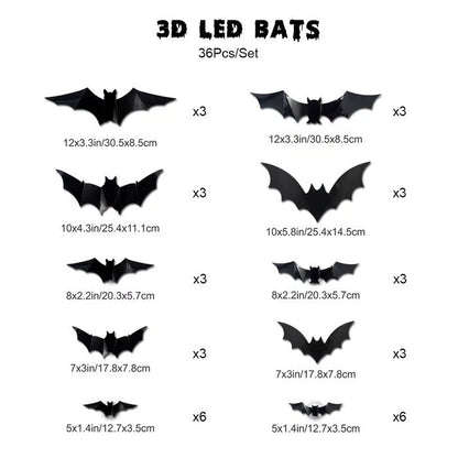 3D LED Bat Stickers — Turn Your Walls Into a Haunted Masterpiece 👻