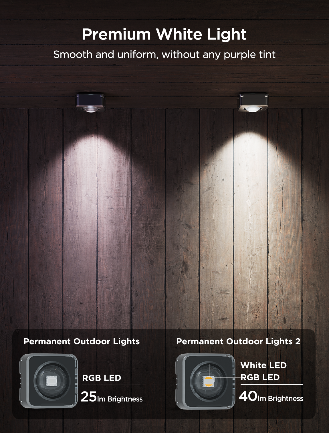 Govee permanent outdoor light 2 has a premium white light than 1