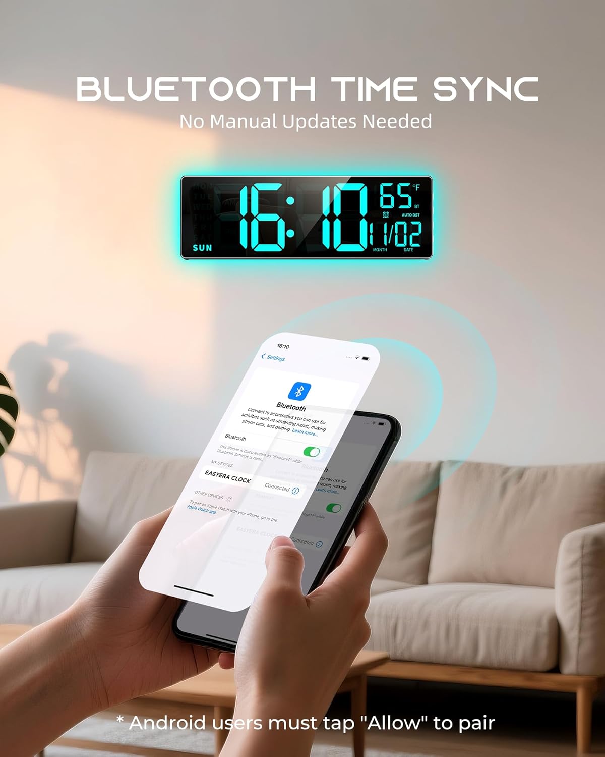 HyperGlow Pro RGB Wall Clock — home decor (view 4)