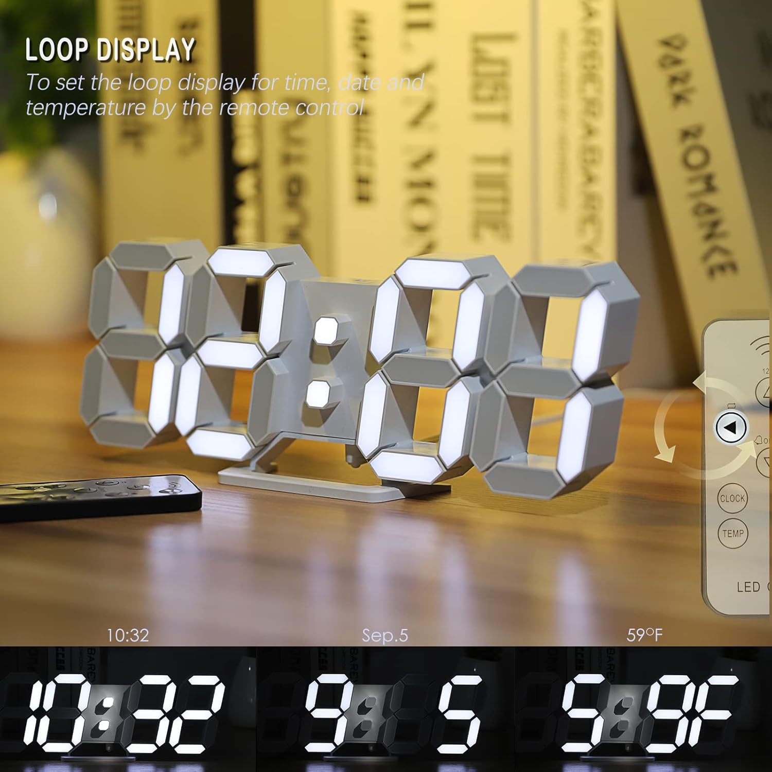 Bold Large LED Wall Clock — home decor (view 3)