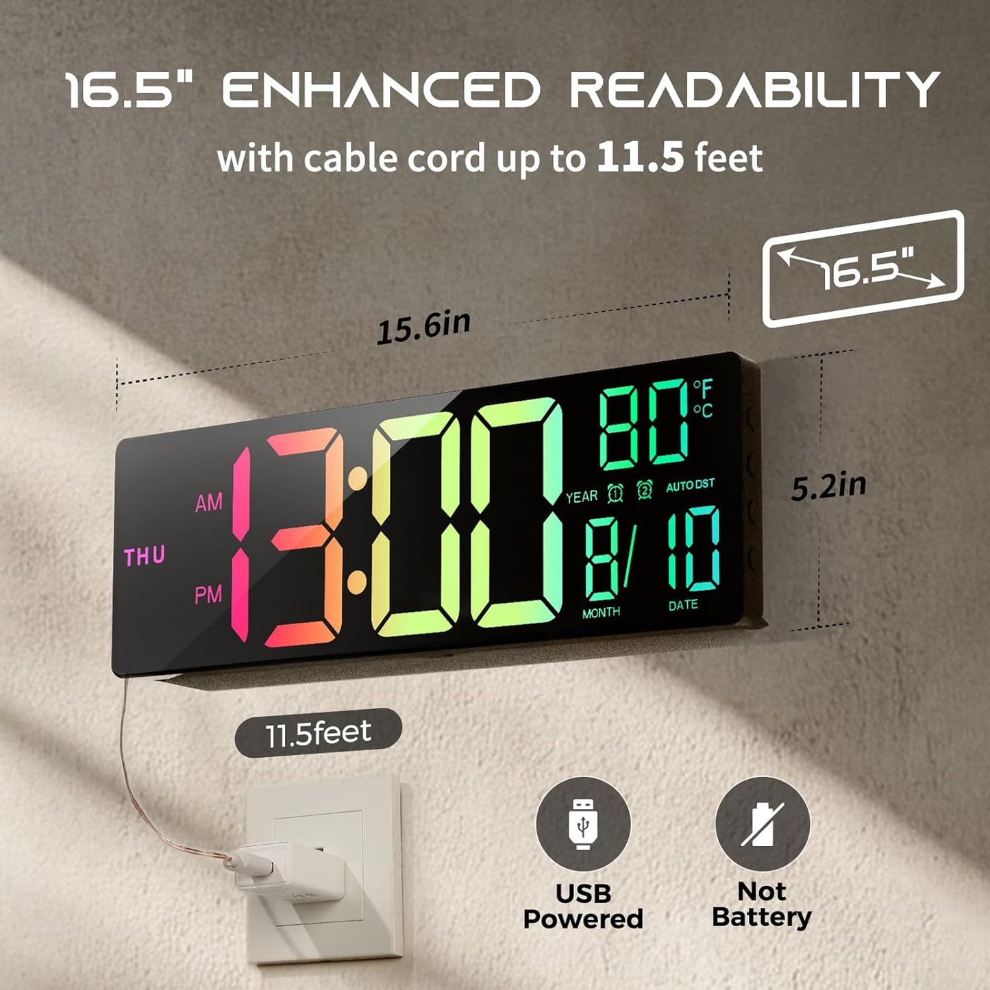 HyperGlow Pro RGB Wall Clock — home decor (view 5)