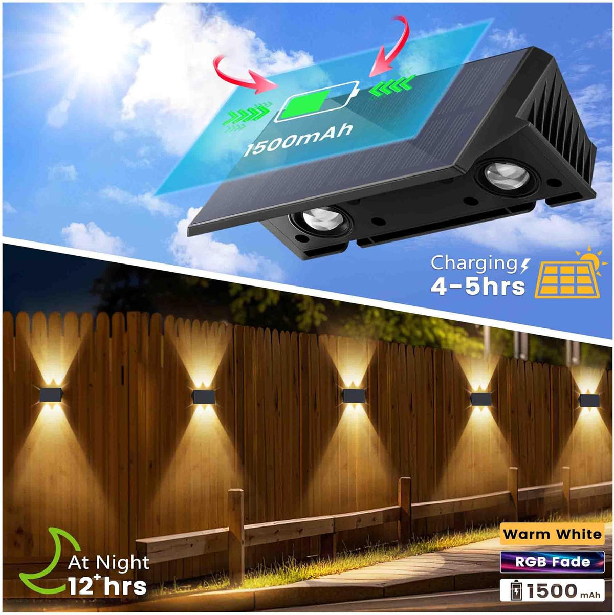 Smart Solar Fence Lights — home decor (view 2)